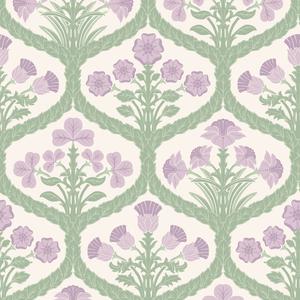 Floral Kingdom - Mulberry & Olive Green On Parchment image