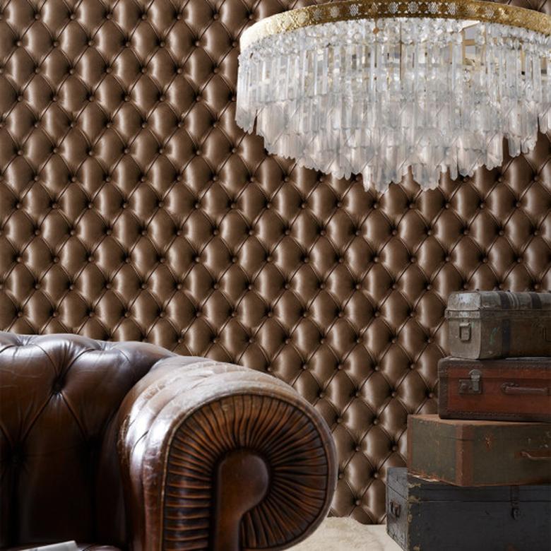 Chocolate brown tufted leather image