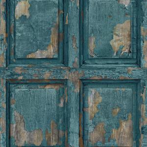 English Antique Wood Paneling - Peacock Blue image