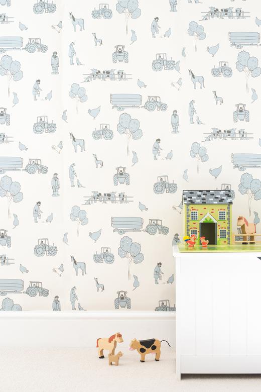 Cluck A Doodle Farm - Cream & Blue image