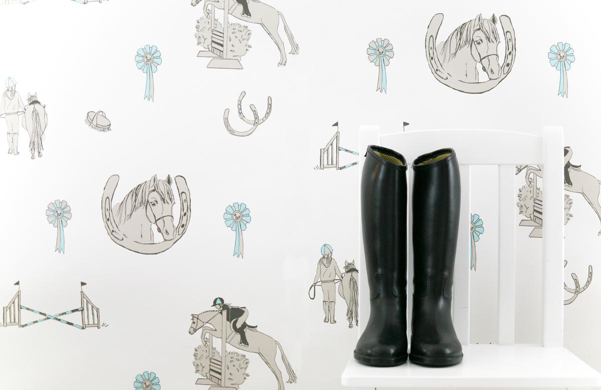 Horse Tales - White, Turquoise & Grey image
