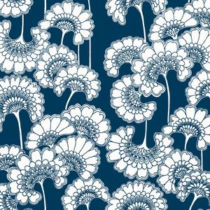 Japanese Floral Stormy - True Blue image