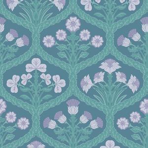 Floral Kingdom - Lilac & Teal On Denim image
