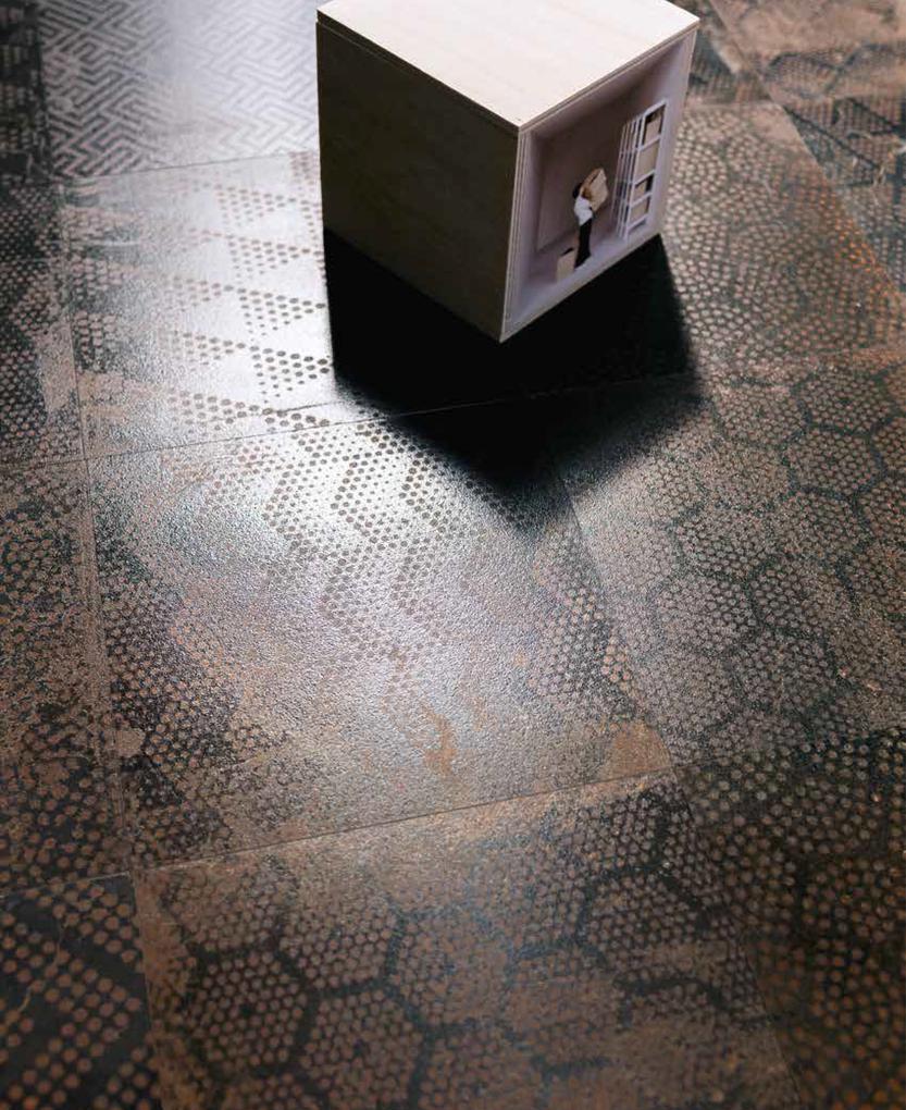 Patchwork - Dark. Designed for walls and floors in any space inside and out, these tiles offer all the industrial appeal of metal in indestructible, stain-proof form.