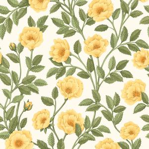 Hampton Roses - Marigold & Olive Green On White image