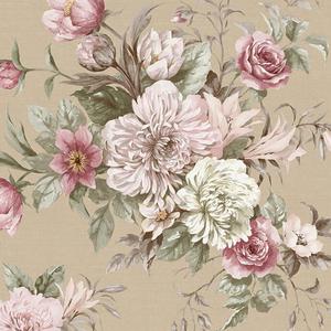 Floral Charm - Pink, Apricot, Brown, Green, Beige image