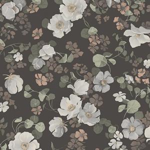 Enchanting Flower - Grey Tinted White,Terracotta, Brown, Olive Green, Dark Grey-Brown image