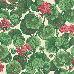 Geranium - Rose & Forest Greens On Parchment image