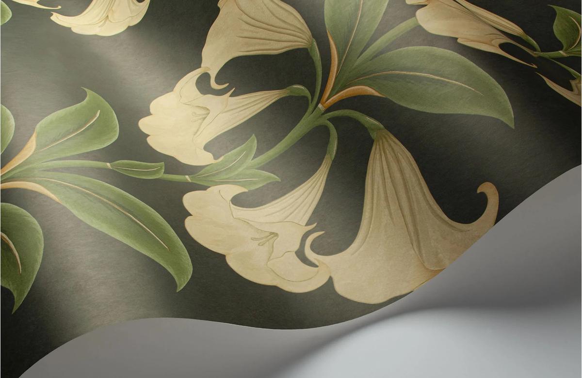 Angel'S Trumpet - Cream & Olive Green On Charcoal image